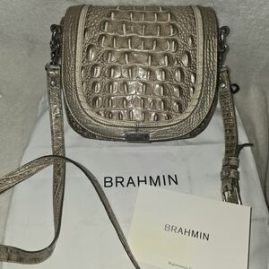 Brahmin Shimmering Tan Croc Crossbody Bag